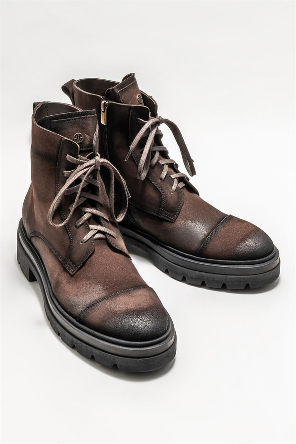 Kahve deri erkek günlük bot, günlük kullanım için - Elle Shoes