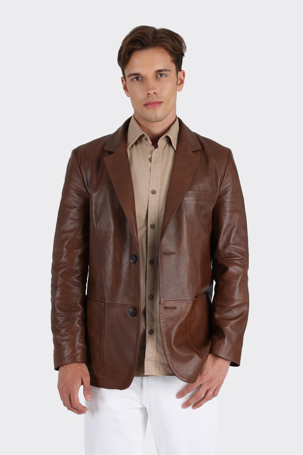 Kahve BULLOU ERKEK DERİ CEKET