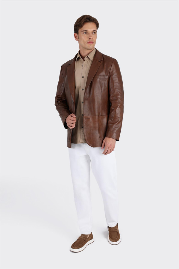 Kahve BULLOU ERKEK DERİ CEKET