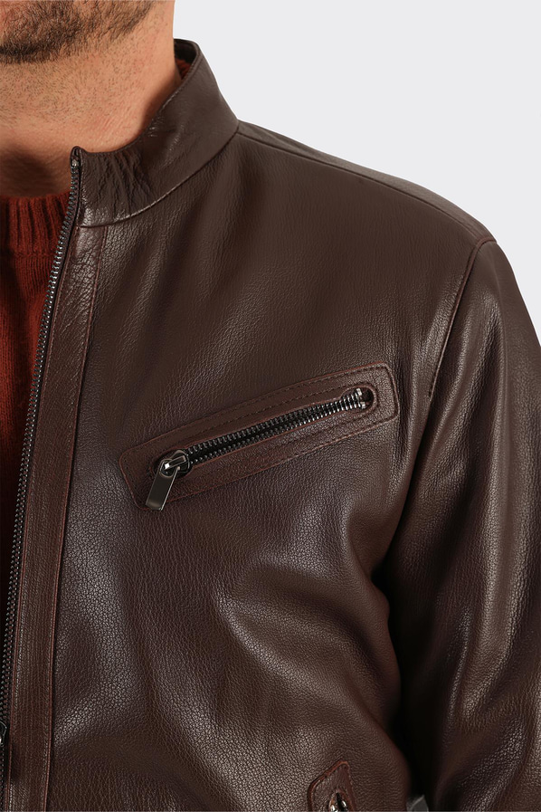 Kahve Deri Erkek Ceket