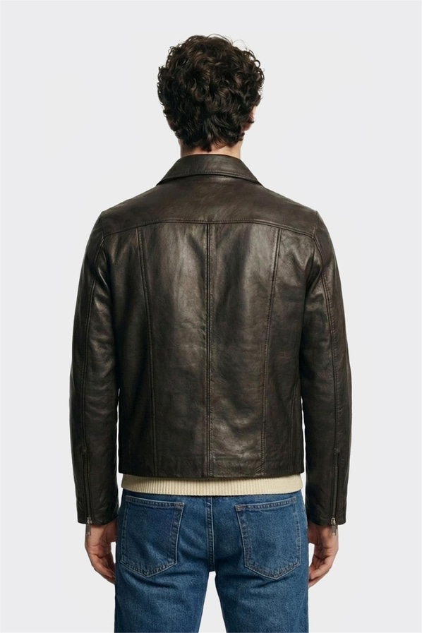 Kahve Deri Erkek Ceket