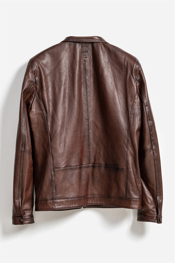 Kahve deri erkek bomber ceket - Elle Shoes