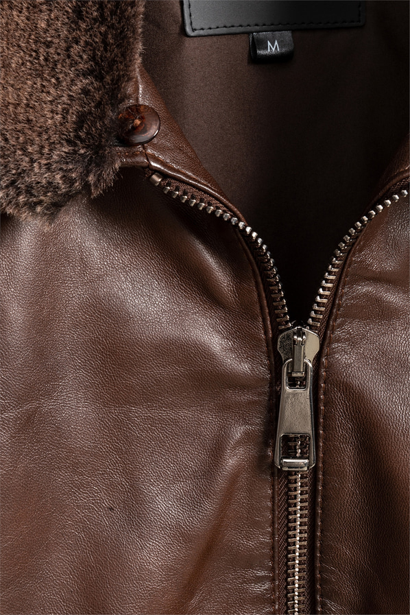 Kahve deri erkek bomber ceket - Elle Shoes