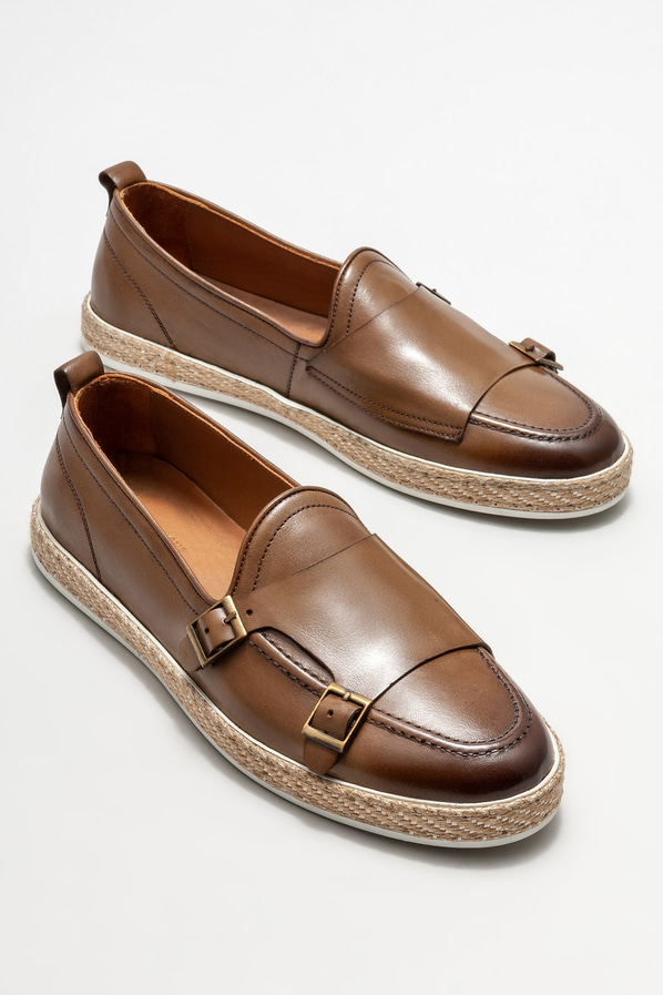 Kahve deri erkek espadril - Elle Shoes
