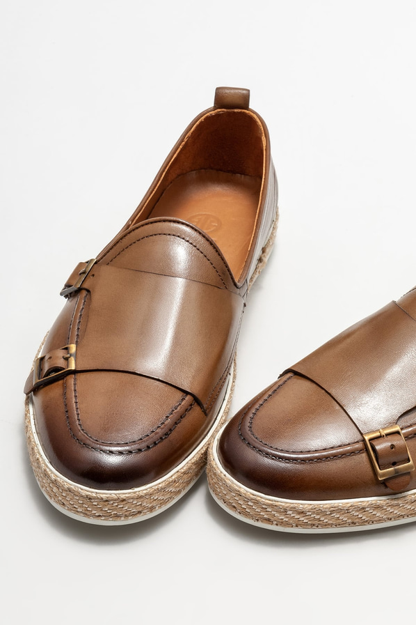 Kahve deri erkek espadril - Elle Shoes