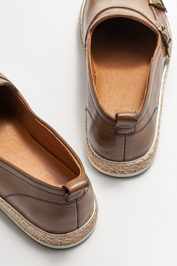 Kahve deri erkek espadril - Elle Shoes