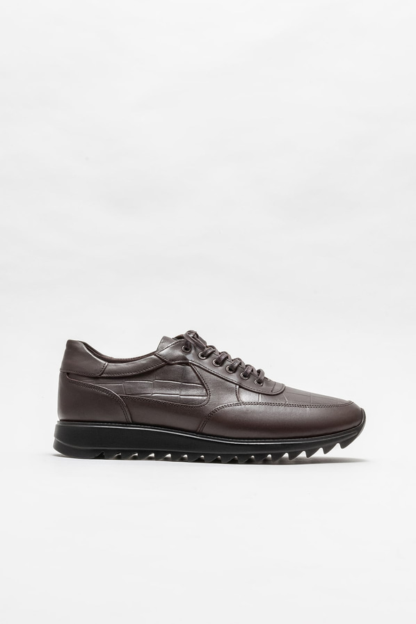 Kahve deri erkek günlük ayakkabı, günlük kullanım için - Elle Shoes