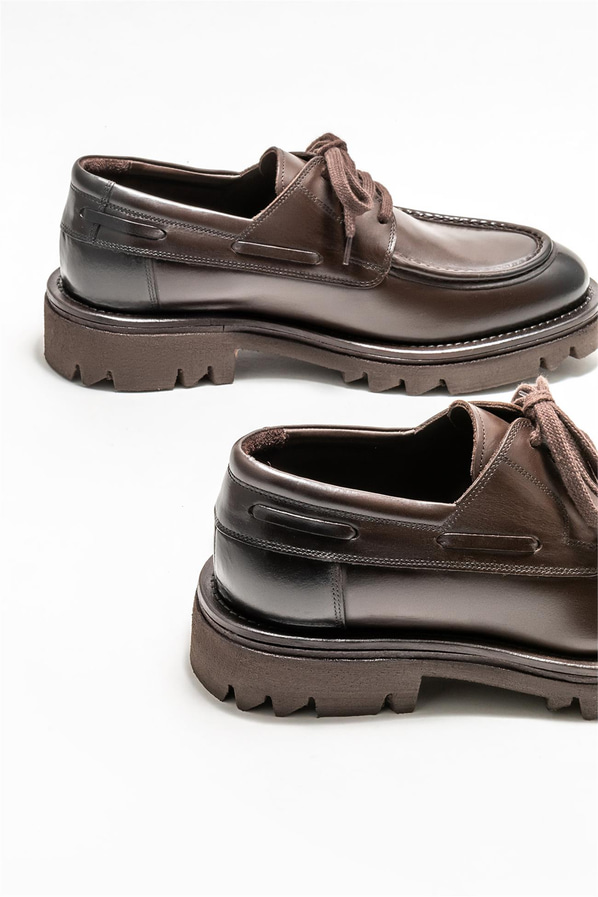 Kahve deri erkek günlük ayakkabı, günlük kullanım için - Elle Shoes
