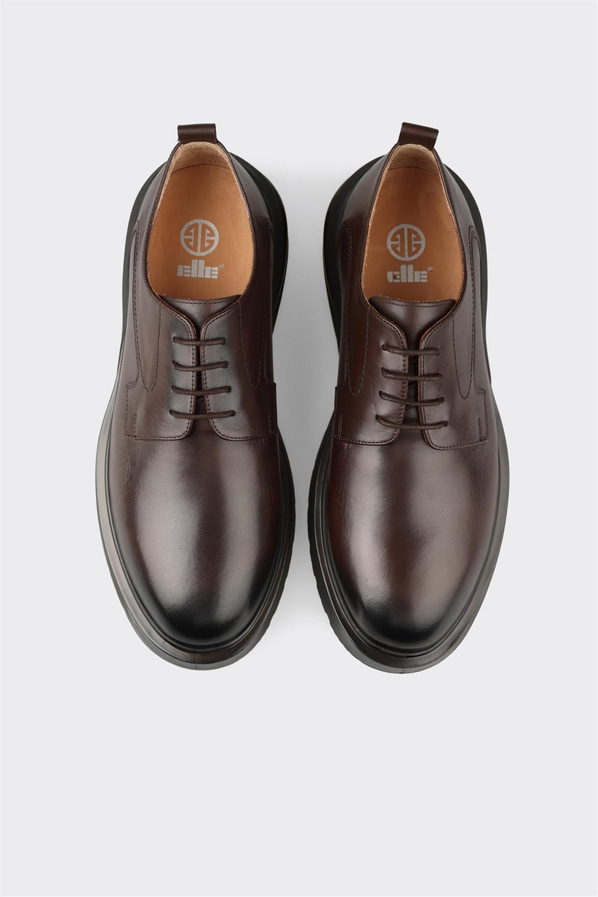 Kahve deri erkek günlük ayakkabı, rahat kullanım için - Elle Shoes