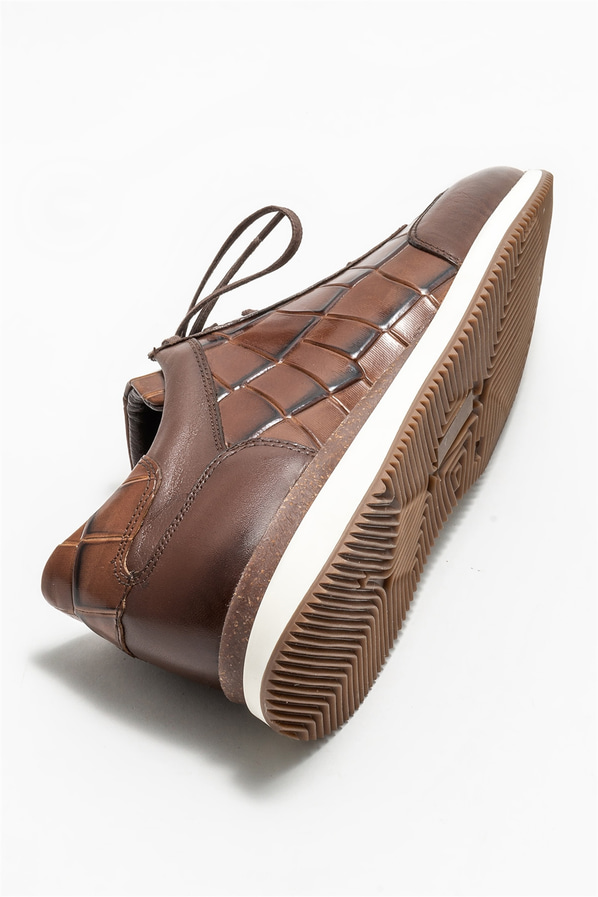 Kahve deri erkek günlük ayakkabı, günlük kullanım için - Elle Shoes