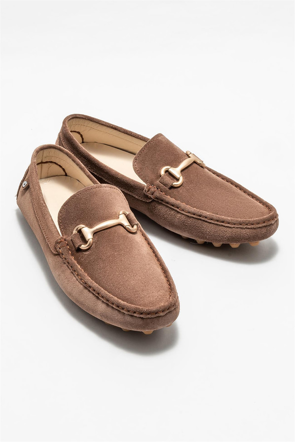 Kahve deri erkek loafer, günlük kullanım için - Elle Shoes