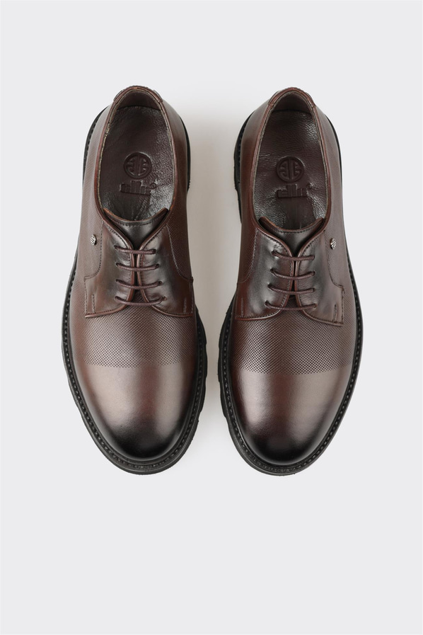 Kahve deri erkek günlük ayakkabı, günlük kullanım için - Elle Shoes