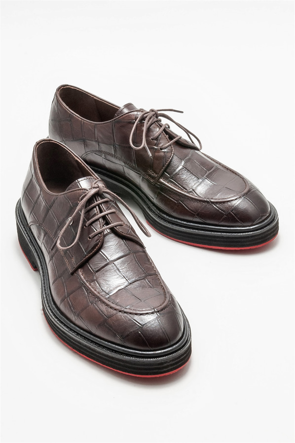Kahve deri erkek günlük ayakkabı, günlük kullanım için - Elle Shoes