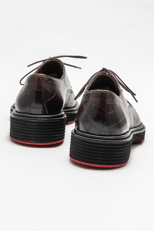 Kahve deri erkek günlük ayakkabı, günlük kullanım için - Elle Shoes