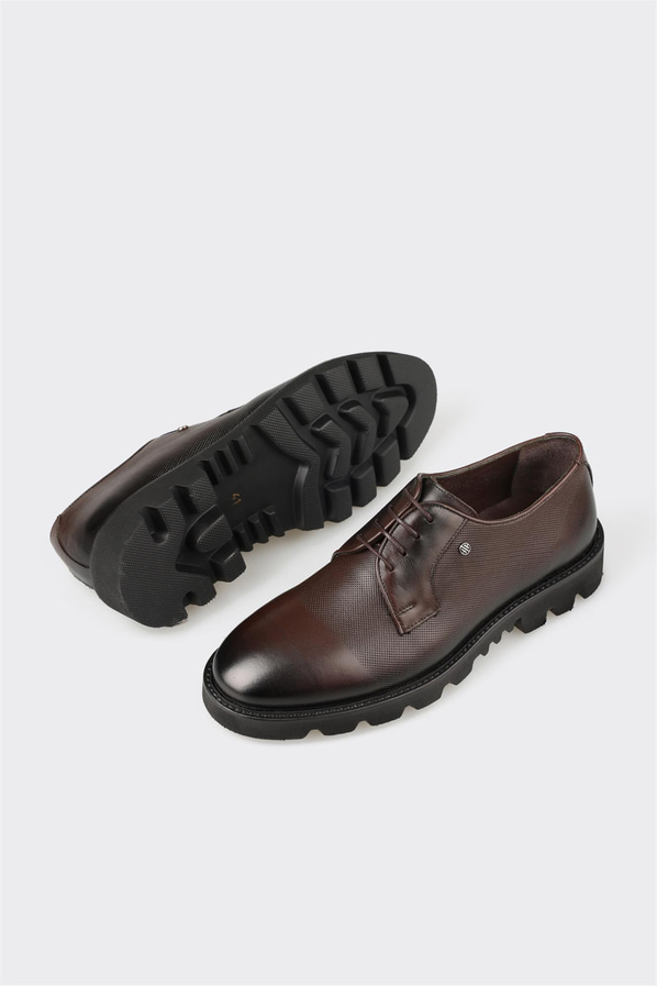 Kahve deri erkek günlük ayakkabı, günlük kullanım için - Elle Shoes