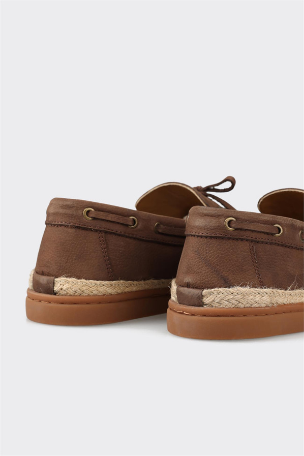 Kahve deri erkek loafer, günlük kullanım için - Elle Shoes
