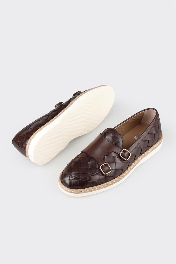 Kahve deri erkek günlük ayakkabı, günlük kullanım için - Elle Shoes
