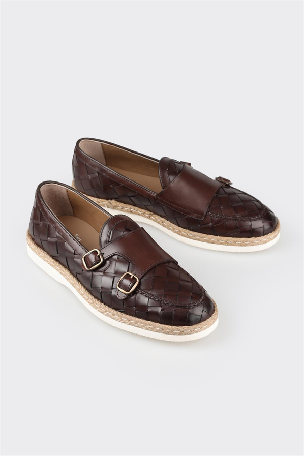 Kahve deri erkek günlük ayakkabı, günlük kullanım için - Elle Shoes