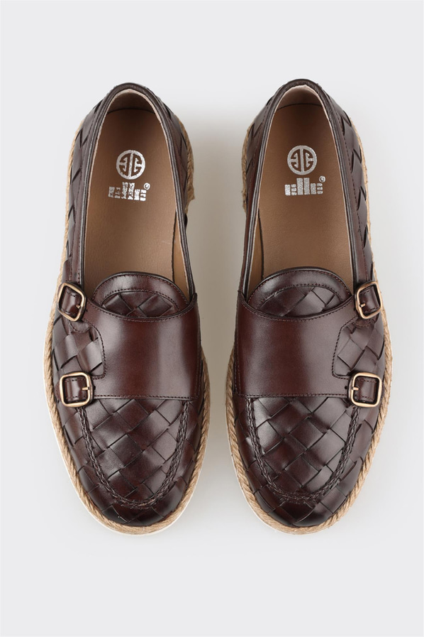 Kahve deri erkek günlük ayakkabı, günlük kullanım için - Elle Shoes