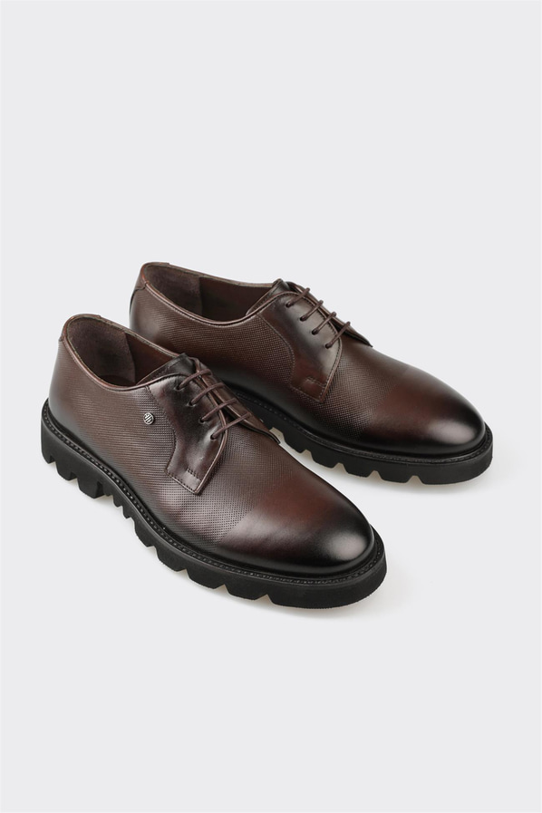 Kahve deri erkek günlük ayakkabı, günlük kullanım için - Elle Shoes