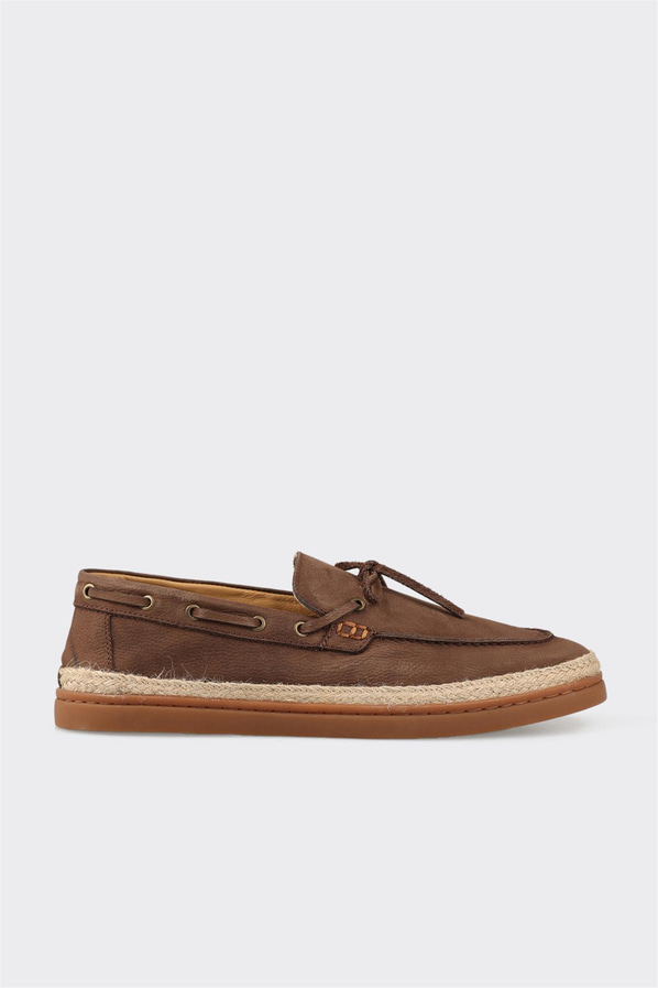 Kahve deri erkek loafer, günlük kullanım için - Elle Shoes