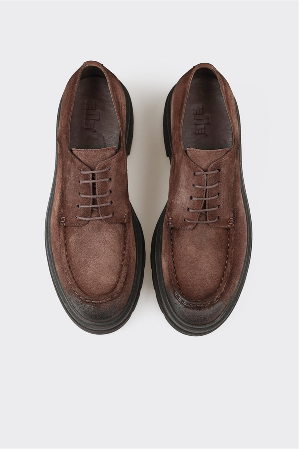 Kahve deri erkek günlük ayakkabı, günlük kullanım için - Elle Shoes