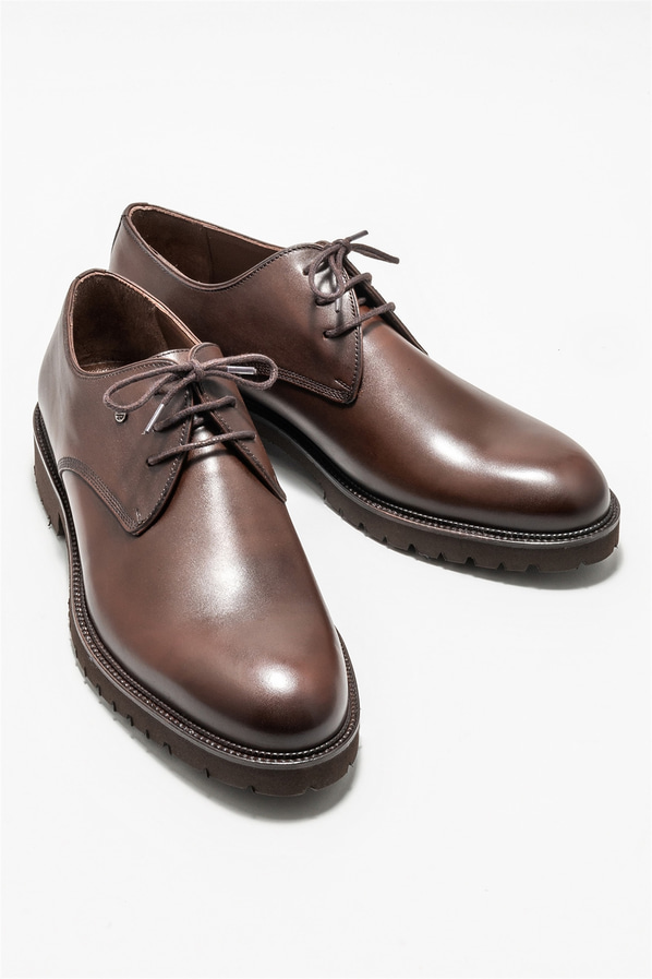 Kahve deri erkek günlük ayakkabı, günlük kullanım için - Elle Shoes