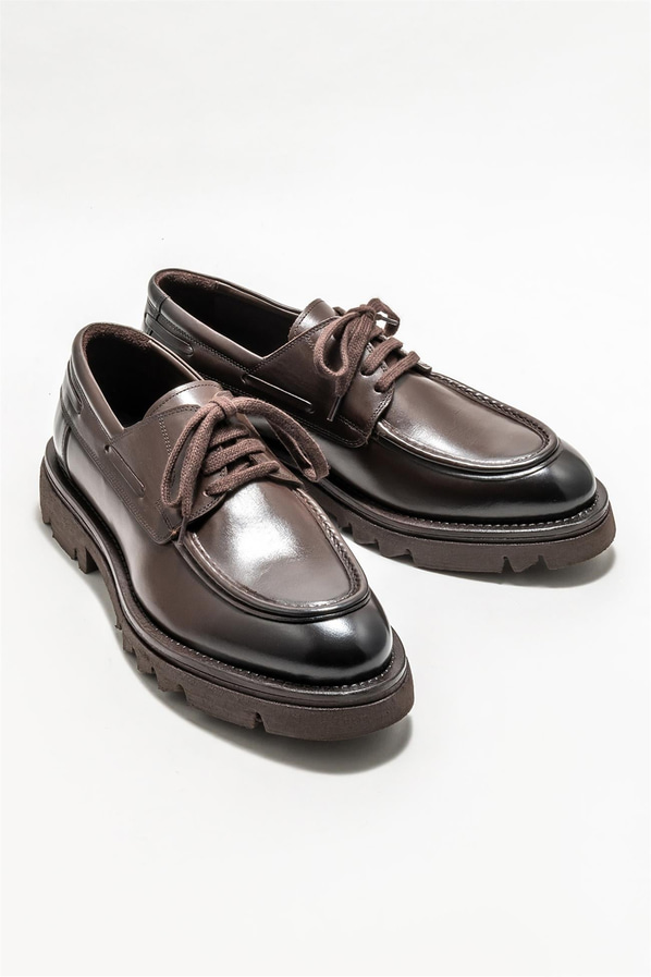 Kahve deri erkek günlük ayakkabı, günlük kullanım için - Elle Shoes