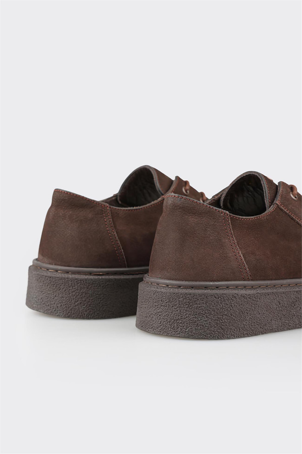 Kahve deri ve süet erkek günlük ayakkabı, rahat kullanım için - Elle Shoes
