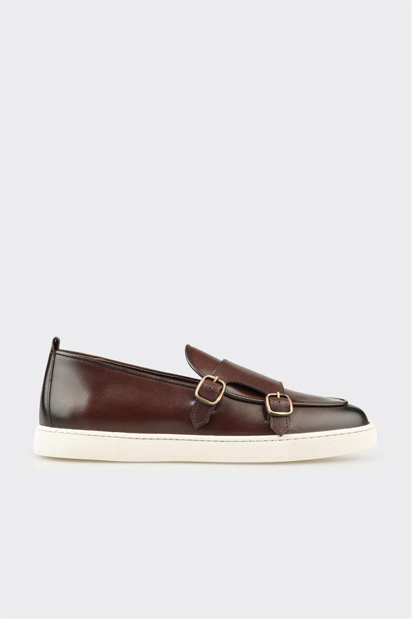 Kahve deri erkek loafer, günlük kullanım için - Elle Shoes