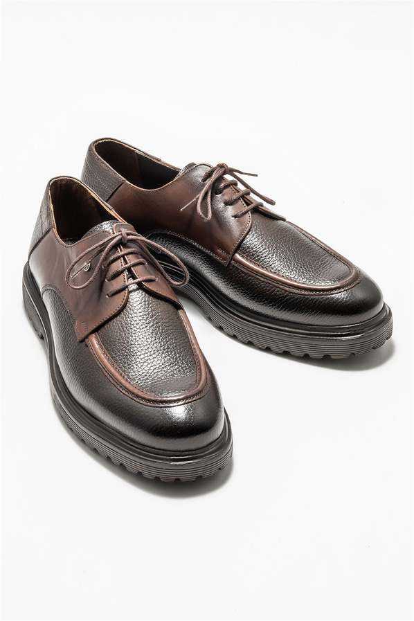Kahve deri erkek günlük ayakkabı, günlük kullanım için - Elle Shoes