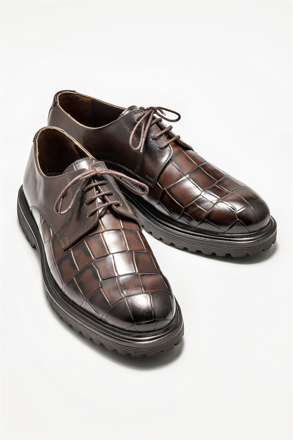 Kahve deri erkek günlük ayakkabı, günlük kullanım için - Elle Shoes