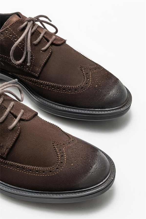 Kahve deri erkek günlük ayakkabı, günlük kullanım için - Elle Shoes
