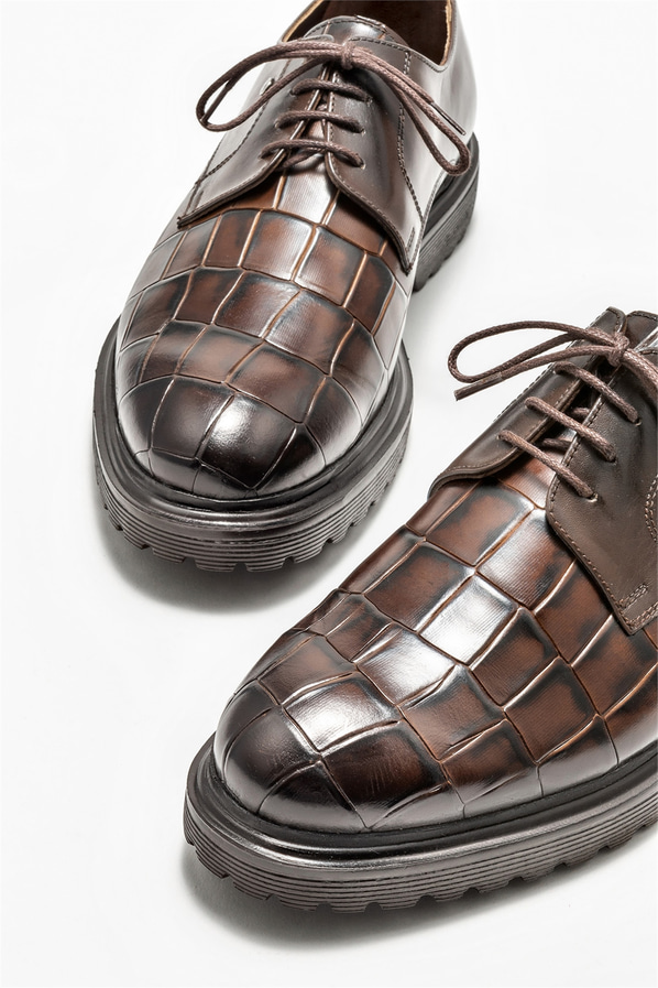 Kahve deri erkek günlük ayakkabı, günlük kullanım için - Elle Shoes