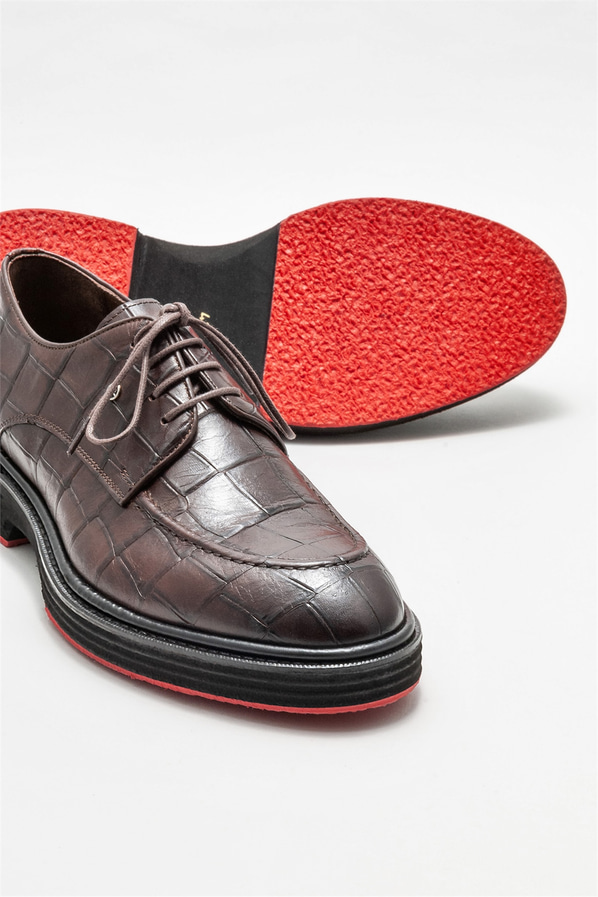 Kahve deri erkek günlük ayakkabı, günlük kullanım için - Elle Shoes