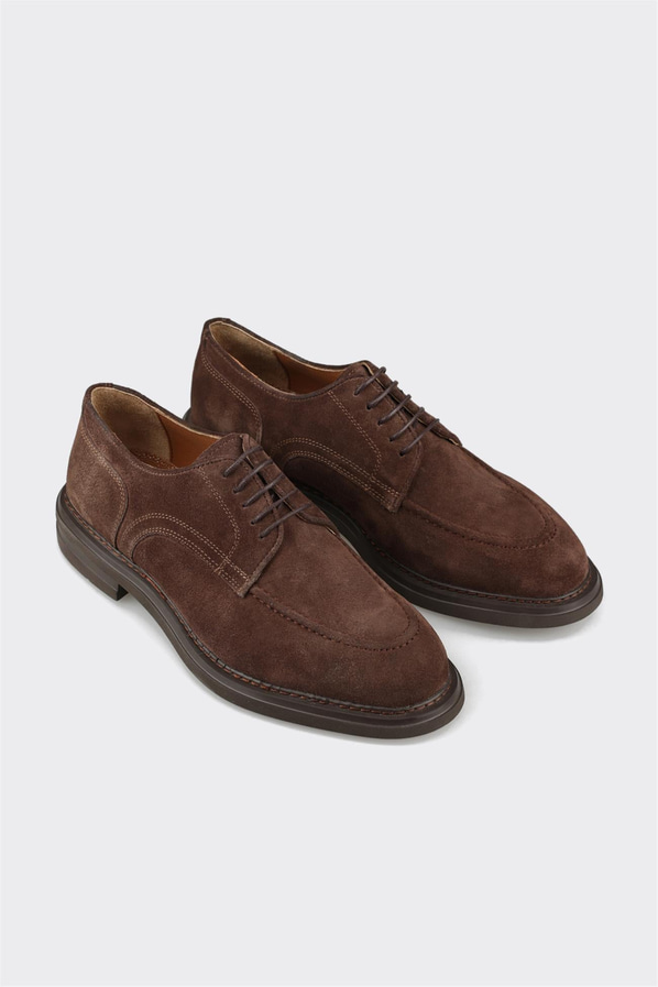 Kahve deri ve süet erkek günlük ayakkabı, günlük kullanım için - Elle Shoes