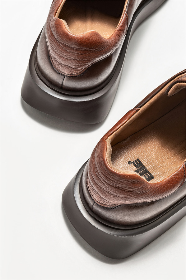 Kahve deri erkek günlük ayakkabı, günlük kullanım için - Elle Shoes