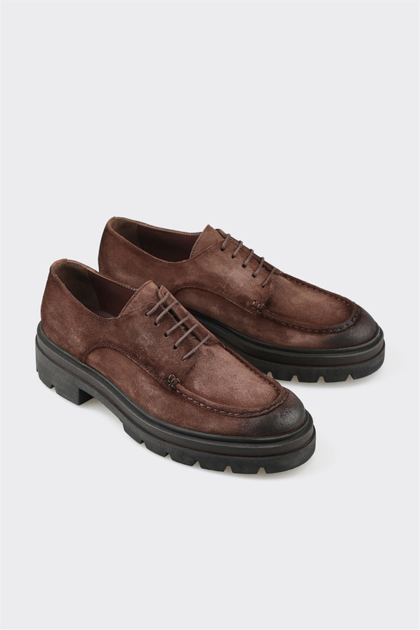Kahve deri erkek günlük ayakkabı, günlük kullanım için - Elle Shoes