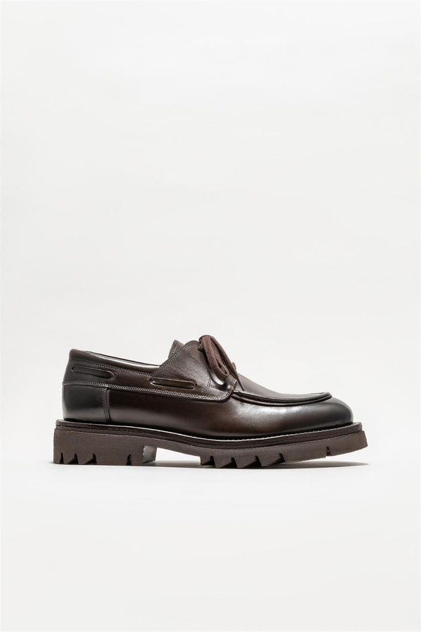 Kahve deri erkek günlük ayakkabı, günlük kullanım için - Elle Shoes