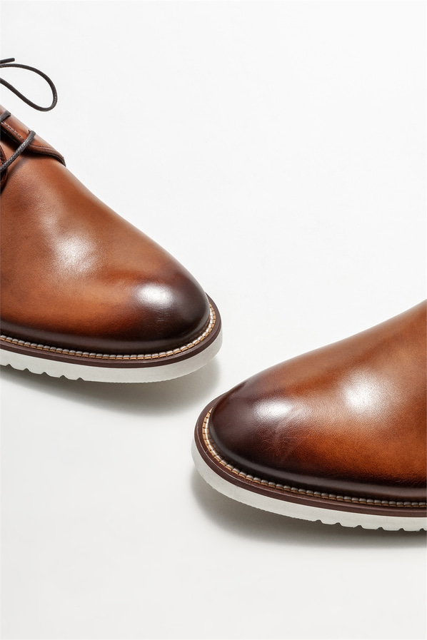 Kahve deri erkek günlük ayakkabı, günlük kullanım için - Elle Shoes