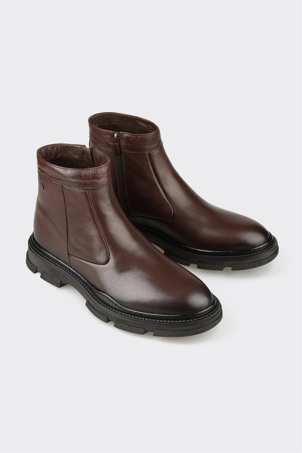 Kahve deri erkek günlük bot, rahat kullanım için - Elle Shoes