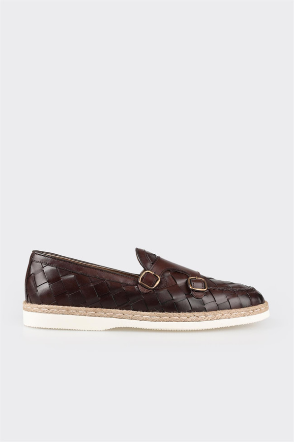 Kahve deri erkek günlük ayakkabı, günlük kullanım için - Elle Shoes