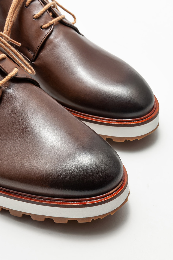 Kahve deri erkek günlük ayakkabı, günlük kullanım için - Elle Shoes