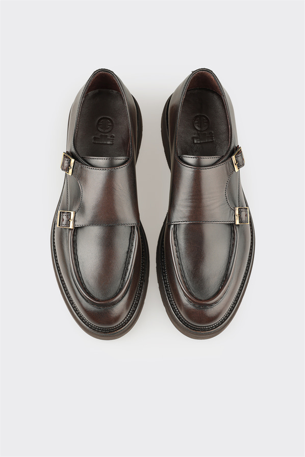 Kahve deri erkek loafer, günlük kullanım için - Elle Shoes