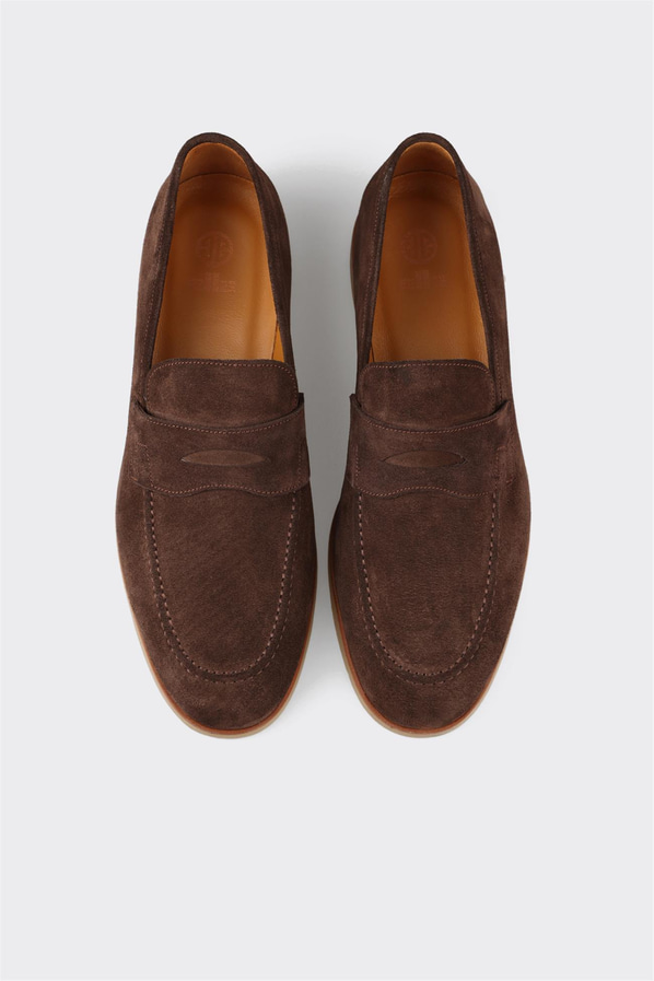 Kahve deri erkek loafer, günlük kullanım için - Elle Shoes