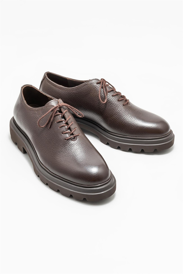 Kahve deri erkek günlük ayakkabı, günlük kullanım için - Elle Shoes