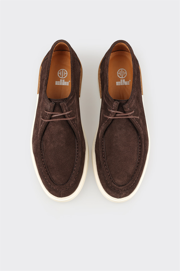 Kahve deri erkek günlük ayakkabı, günlük kullanım için - Elle Shoes
