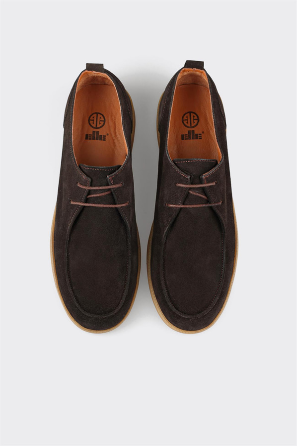 Kahve deri simli yumuşak dokulu erkek günlük ayakkabı, ofis stili için - Elle Shoes