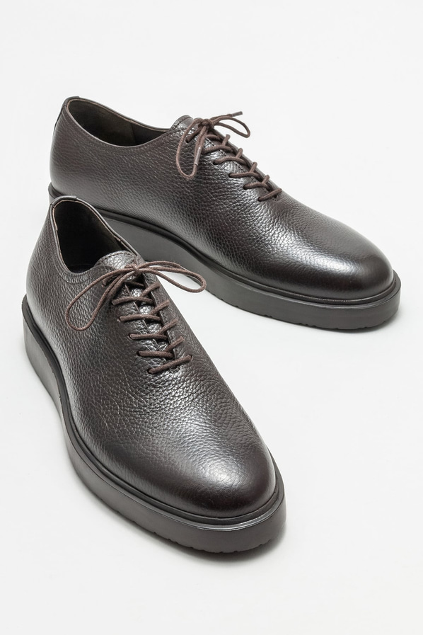 Kahve deri erkek günlük ayakkabı, günlük kullanım için - Elle Shoes