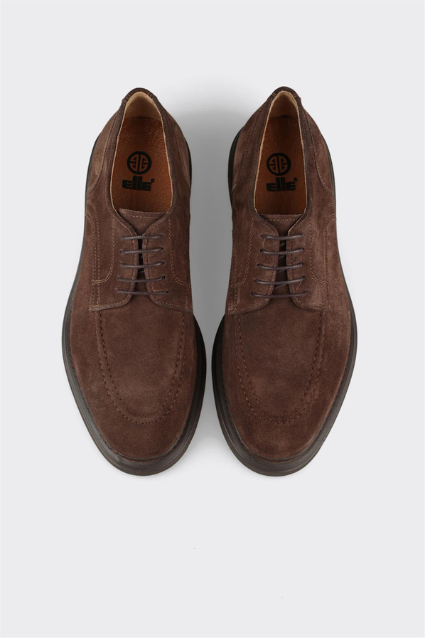 Kahve deri ve süet erkek günlük ayakkabı, günlük kullanım için - Elle Shoes